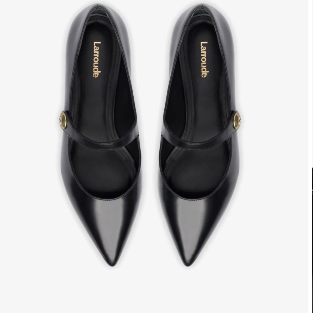 Larroude Black Pointed Toe Flats - Picture 4 of 16